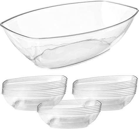 Prestee 12 Pack Oval Plastic Serving Bowls For A Party Disposable