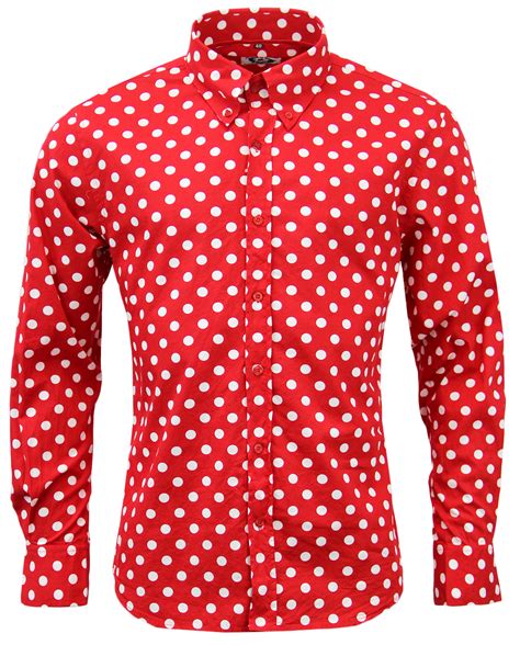 Madcap England Mens Penny Dot Lane Polka Dot Mod Shirt In Redwhite