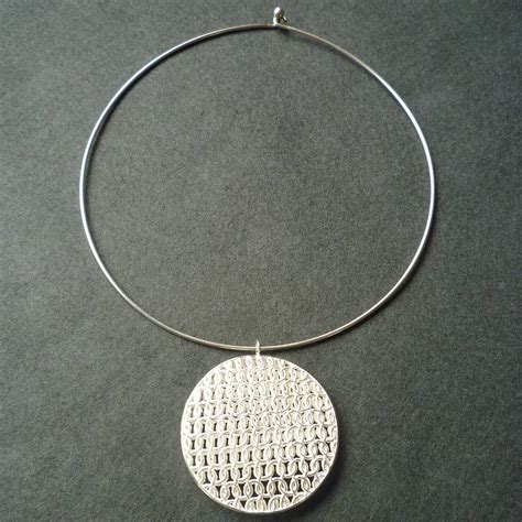Silver Circular Double Domed Necklace By Kate Holdsworth Designs