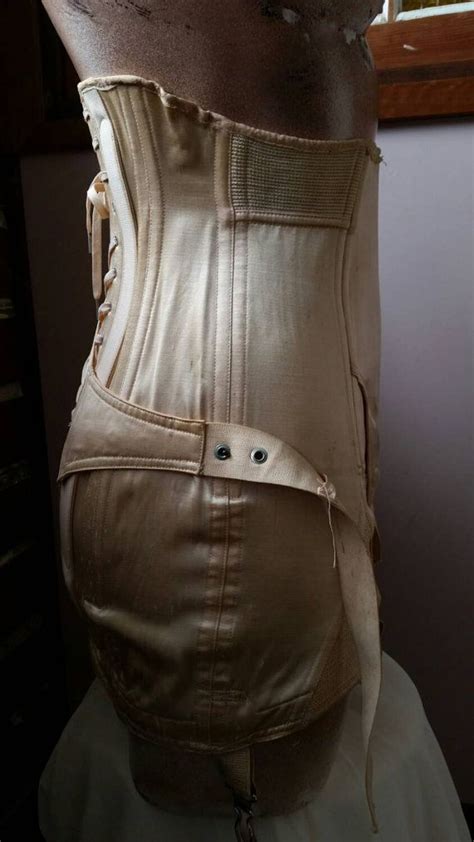 Vintage Medical Belt Corset Back Brace With Suspender Hooks Internal Velvet Trim Made In