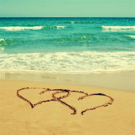 Hearts In The Sand Of A Beach Stock Photo Image 35945944