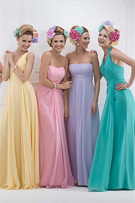 More Bridesmaid Dresses I Shall Pass On The Hair Adornments Though Pastel Wedding Dresses