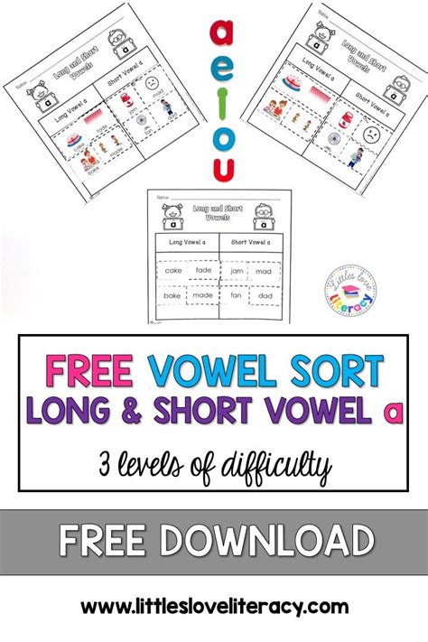 Free Littles Love Learning Vowel Activities Preschool Phonics