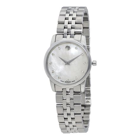 Movado Museum Mother Of Pearl Diamond Dial Ladies Watch 0606612