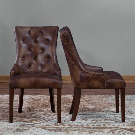 Belham Living Thomas Leather Tufted Dining Chair Set Of 2