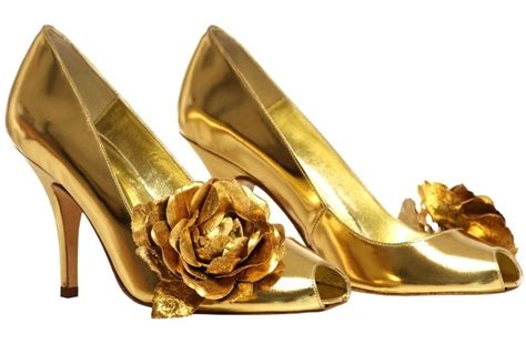 Gilded Gold Peep Toe Wedding Shoes