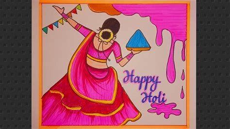 Beautiful Holi Festival Drawing Happy Holi Drawing Holi Drawing Easy