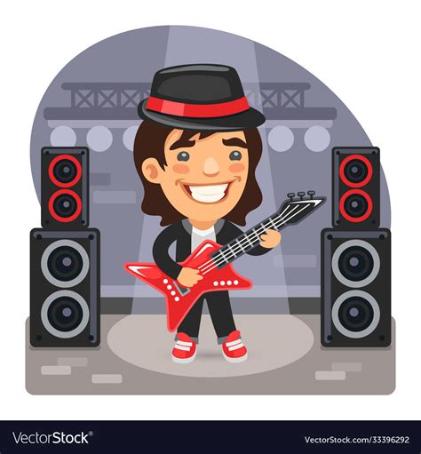 Cartoon Guitarist On Stage Royalty Free Vector Image