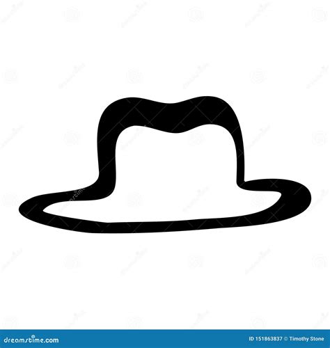 Cowboy Hat Line Art Vector Icon In Black And White Stock Vector