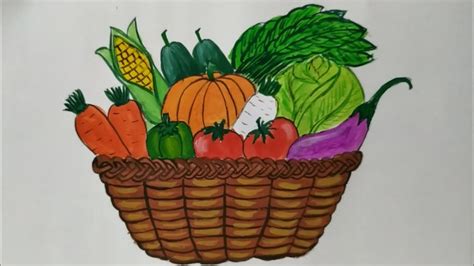 Vegetable Basket How To Draw And Color Vegetable Basket Easily