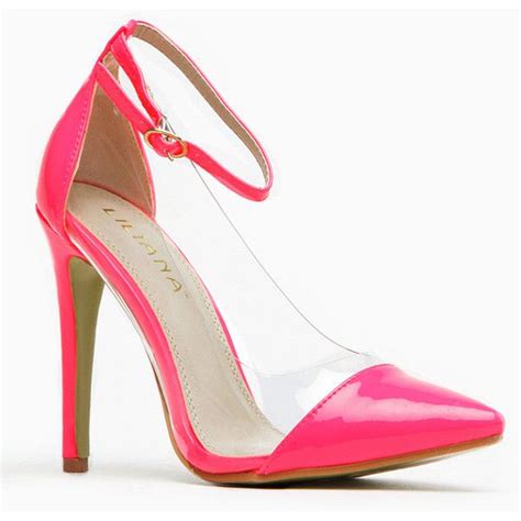 Cicihot Liliana Pink Pointed Toe Ankle Strap Vinyl Heels