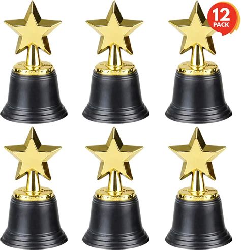 Buy Artcreativity Gold Plastic Star Trophies For Kids Pack Of 12