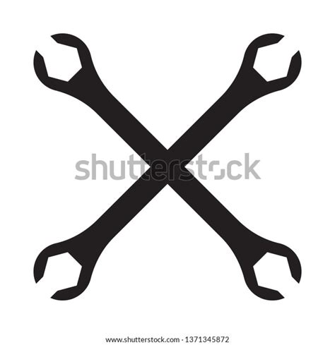 Silhouette Icon Crossed Wrenches Workshop Mechanic Stock Vector
