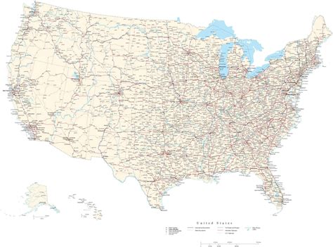 Poster Size Usa Map With Cities Highways Us Highways State Roads And