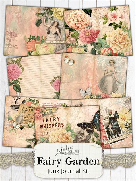 Fairy Garden Vintage Junk Journal Kit Ephemera Pack Etsy