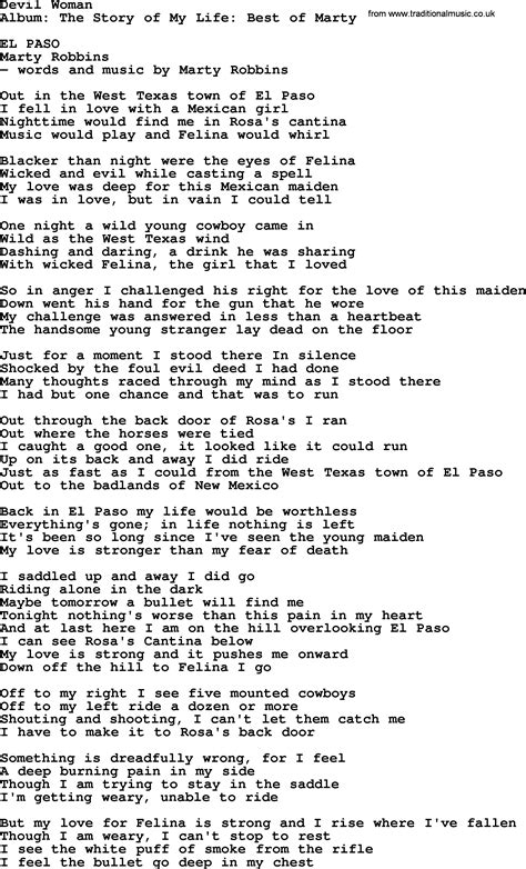 Devil Woman By Marty Robbins Lyrics