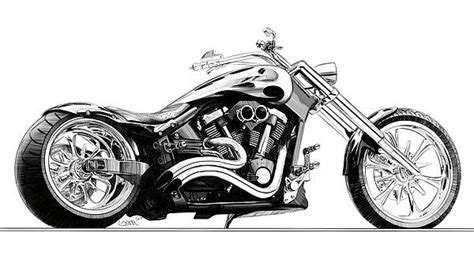 Chopper Pencil Sketch Poster By Konrad Labedz Cool Motorcycles Harley