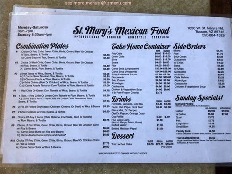We will have live music on july 10, 2019! Online Menu of St Marys Mexican Food Restaurant, Tucson ...