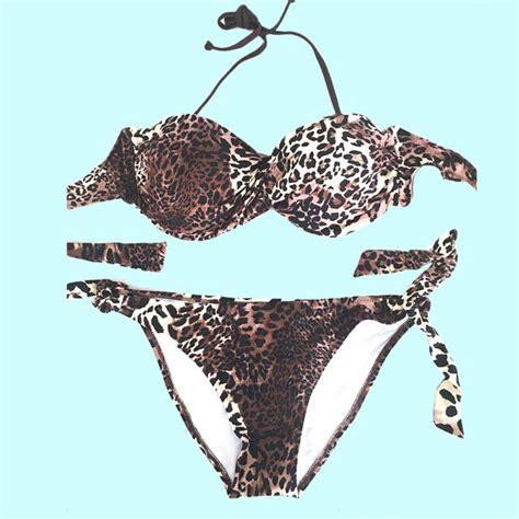 2019 On Sale Superior Material Leopard Print Bikini Push Up Underwire