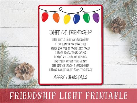 Light Of Friendship Printable Card Poem For Friendship Etsy