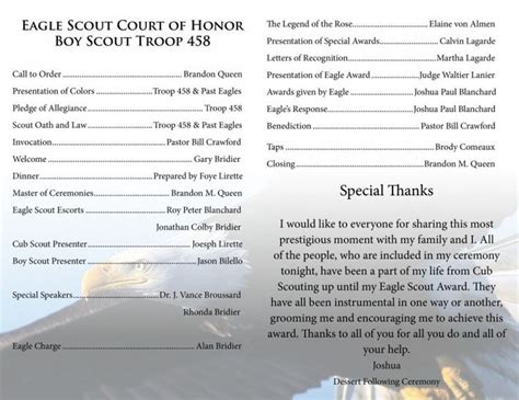 Maybe you would like to learn more about one of these? eagle scout court of honor | Eagle Scout Ceremony Program ...