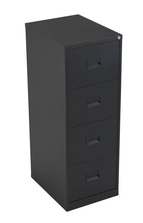 Mobile vertical file cabinet with two box drawers and one file drawer to fit letter or legal sized files (files not included). Steel 4 Drawer Filing Cabinet - Black