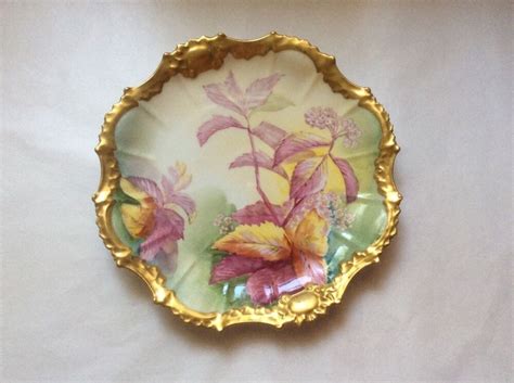 Antique Hand Painted Signed By Artist Limoges Cabinet Plate Gold W