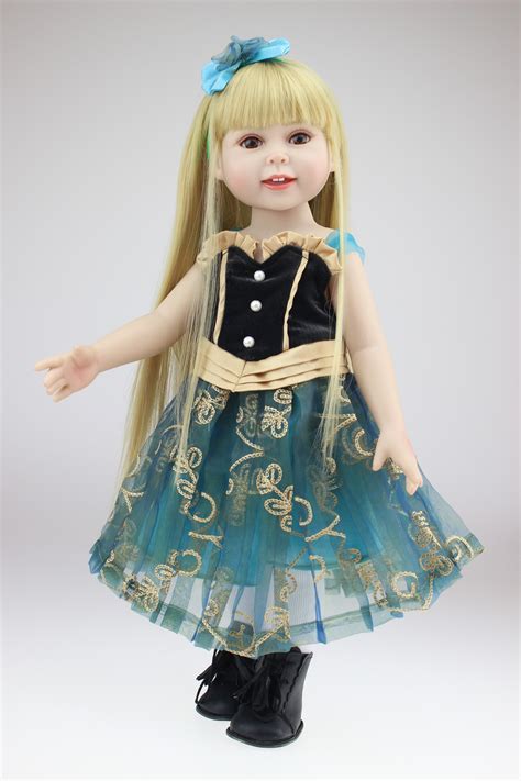 18 45cm Smiling Brown Eyes Girl Doll Toys For Children Lifelike