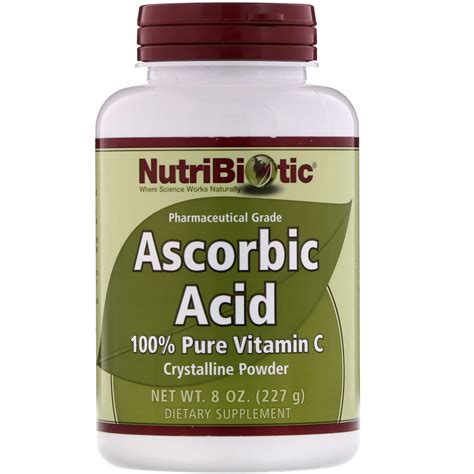 Nutribiotic Ascorbic Acid 100 Pure Vitamin C Crystalline Powder 8 Oz