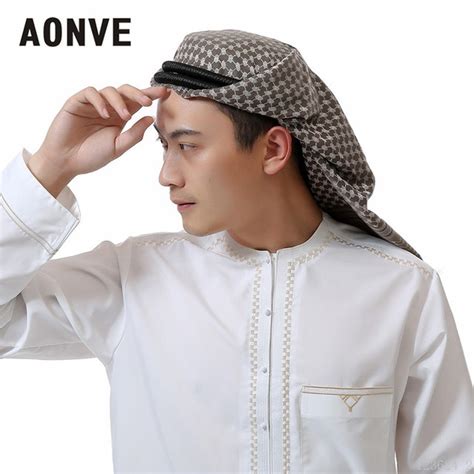 Aonve Islamic Men Hijabs Saudi Arabia Casual Headscarf Tassel Plain