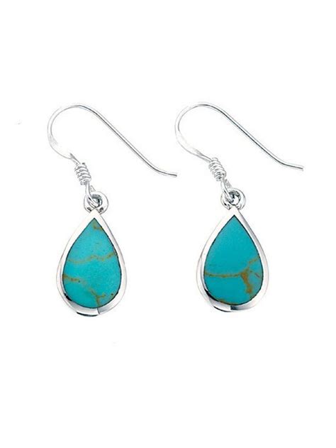 Sterling Silver Turquoise Teardrop Earring Silver Turquoise