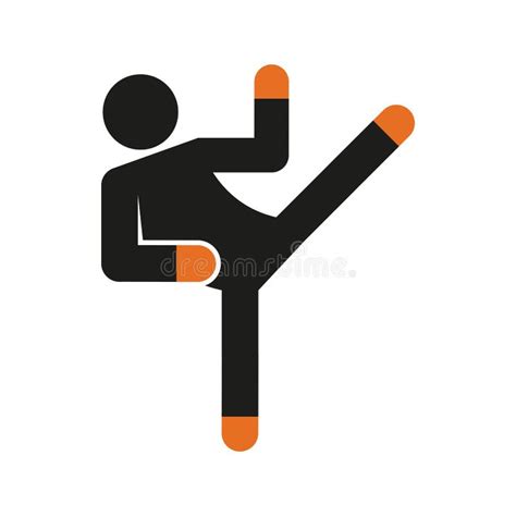 Simple Karate Kick Sport Figure Symbol Vector Illustration Stock Vector