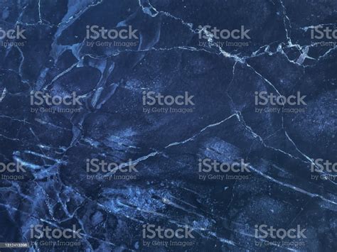 Texture Of Navy Blue Marble With Lines Of Pattern Macro Background Dark