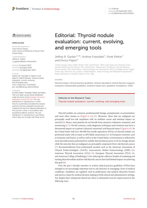 Pdf Editorial Thyroid Nodule Evaluation Current Evolving And