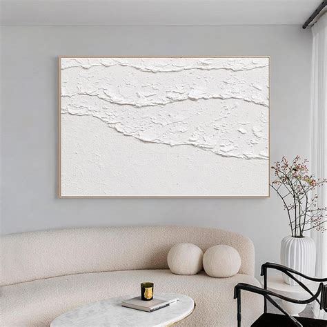 White Waves Abstract Painting White Wall Art White 3d Textured Etsy