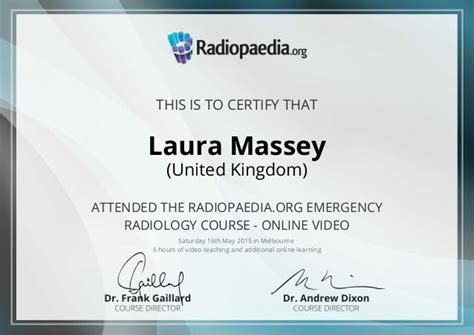 Radiopaedia Emergency Radiology Course 2015 Video Certificate