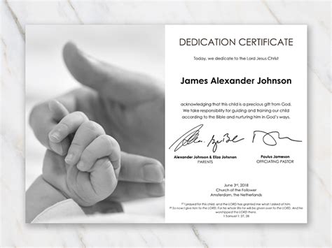 Baby Dedication Certificate Template With Half Image Of Baby And Mommy Hand