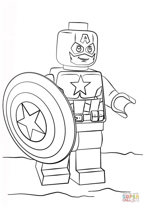 This is an amazing wall collage with 6 prints of your favorite lego superheroes for your child's room. Lego Captain America kleurplaat | Gratis Kleurplaten printen