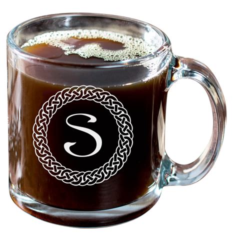 Personalized Celtic Circle Monogram Glass Coffee Mug