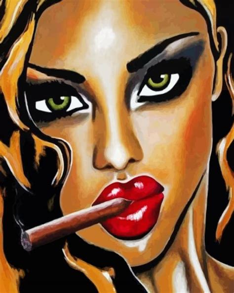 Woman Smoking Cigar Paint By Numbers Paintings By Numbers