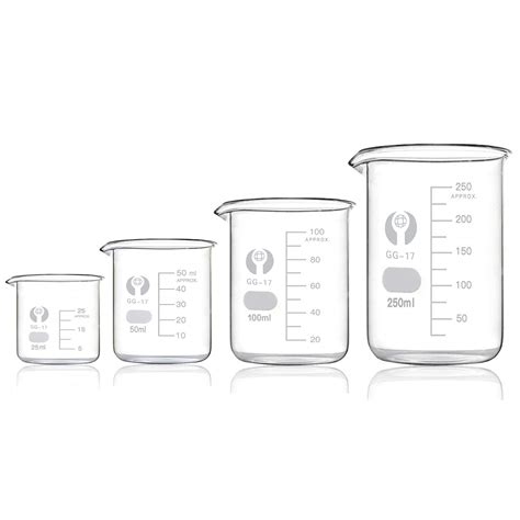 Buy Glass Beakers Set Graduated Measuring Glass Beaker 4 Sizes 25ml 50ml 100ml 250ml Set