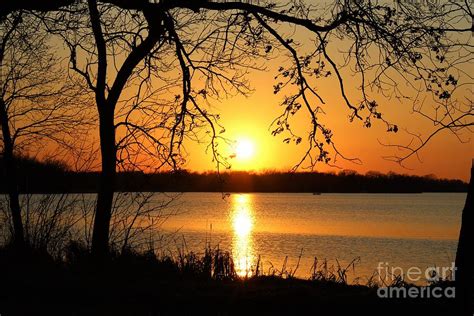 Golden Sunset Over A Minnesota Lake Photograph By Julie Beenken