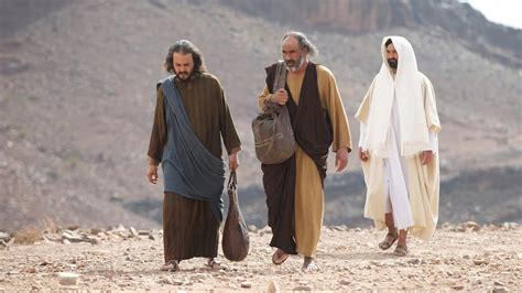 Two Disciples Walking On Road To Emmaus Jesus Appears
