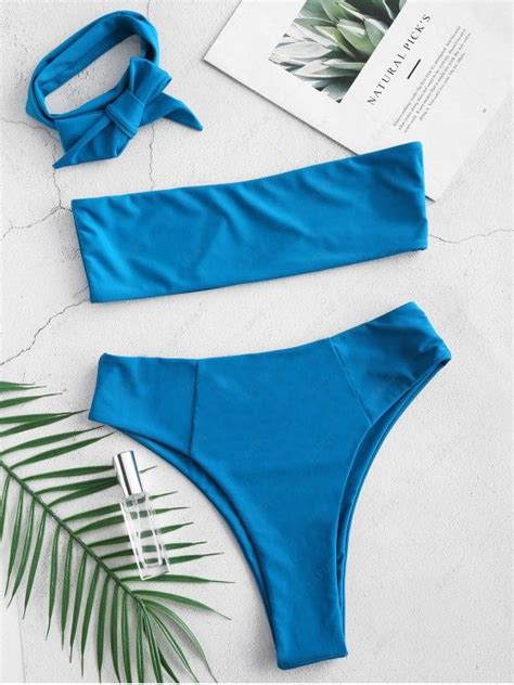 Multiway High Leg Bralette Bikini Set In Blueberry Blue Zaful 2024