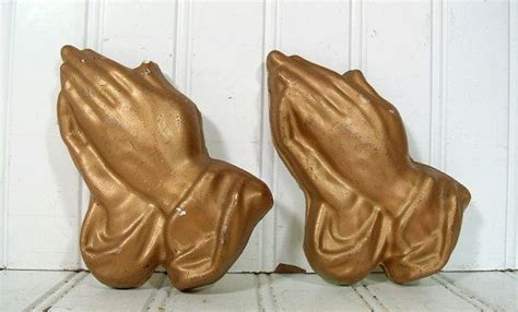 Relief Praying Hands Gold Paint Chalkware Plaques Set Of 2 Etsy