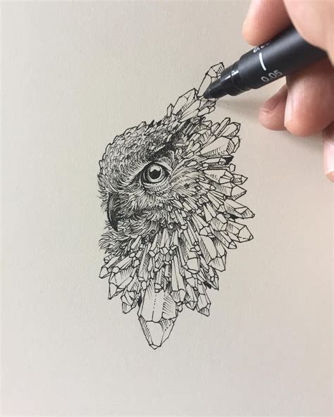 Illustrator Kerby Rosanes Artwoonz Crystal Drawing Owls Drawing