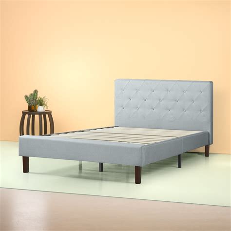 Zinus Shalini 41 Upholstered Diamond Stitched Platform Bed Sage Grey