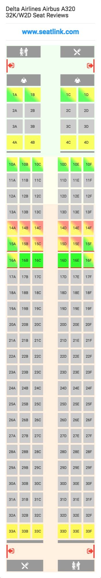 Delta Airlines Airbus A320 32kw2d Seating Chart Updated