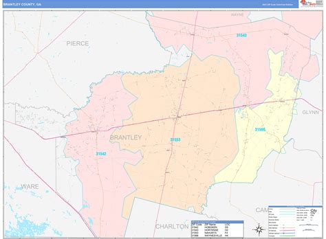 Brantley County Ga Wall Map Color Cast Style By Marketmaps