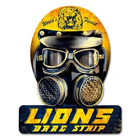 Lions Drag Strip Racing Helmet Metal Sign Mty143 California Car Cover Co
